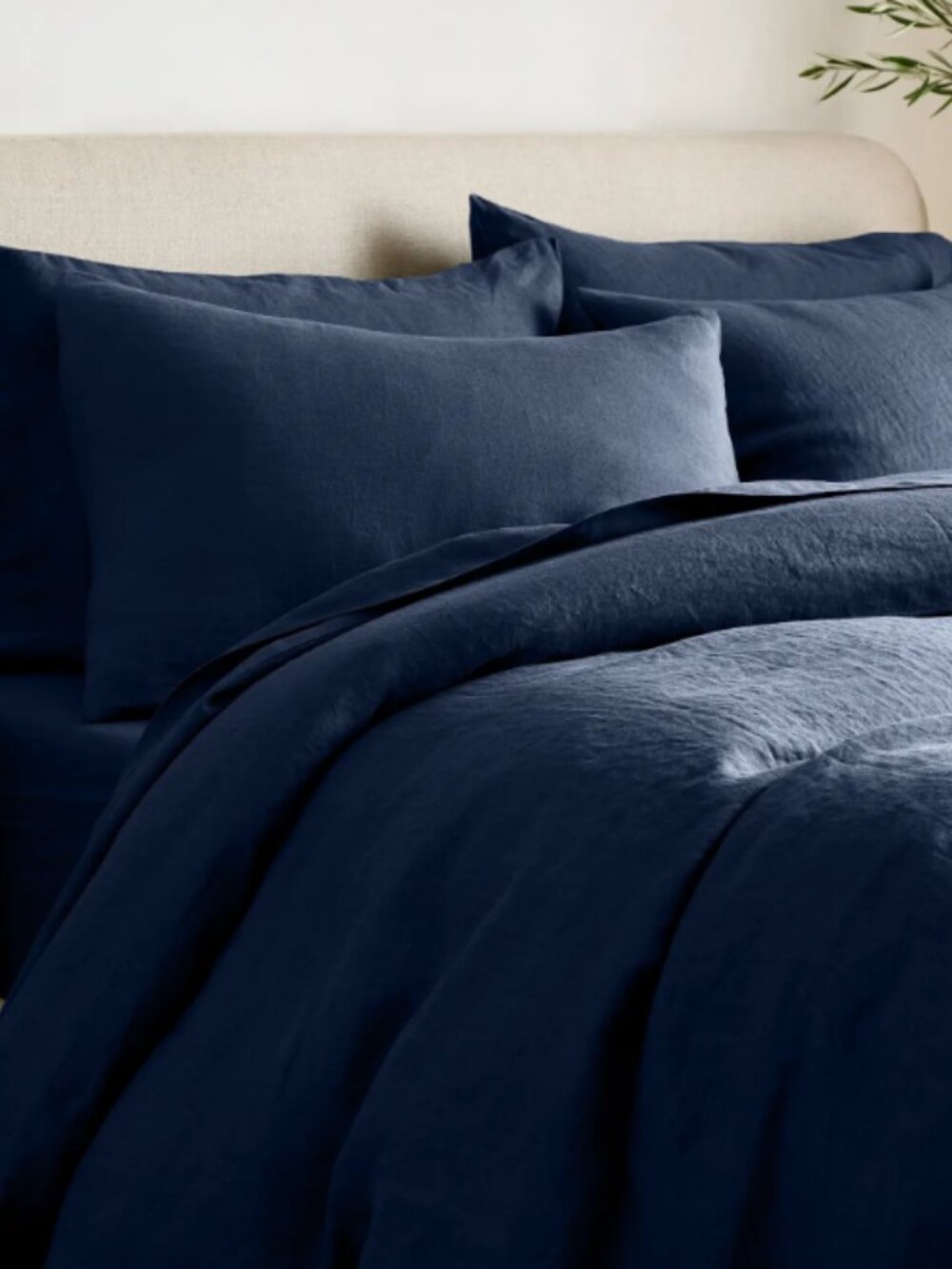 Quince European Linen Duvet Cover Set – King/Cal King – Navy (Like New)